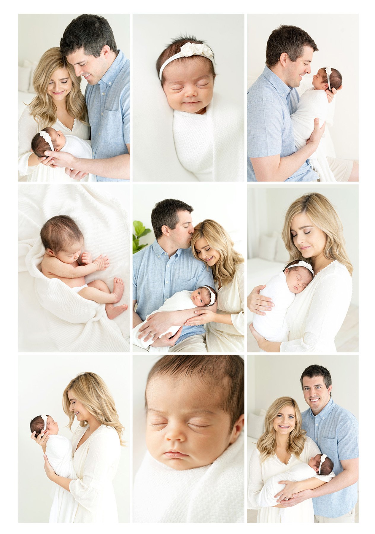 collage of newborn pictures with parents from Julie Brock Photography Louisville KY