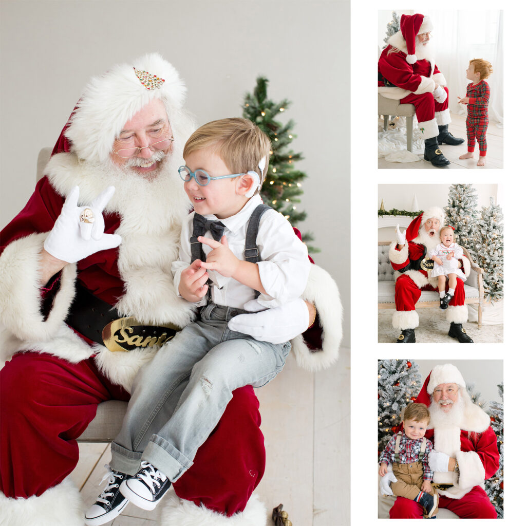 Collage of candid images Santa at the Studio 2025 Louisville Ky Santa Photos