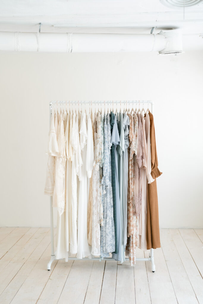 Newborn Photographer near Louisville KY, Julie Brock, provides clothing and styling for families during their Newborn Photo Sessions at her natural light studio.