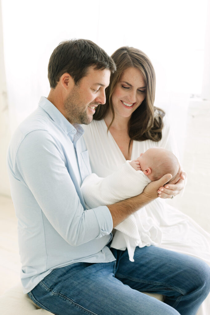 Find the best time to book newborn photos for relaxed images with parents at Julie Brock Photography's Newborn Photography Studio near Louisville KY