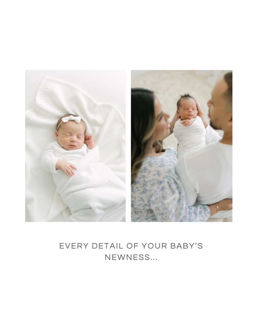 Text graphic sharing that new parents often need one less thing to manage during the busy and exhausting newborn season from Louisville Newborn Photographer Julie Brock